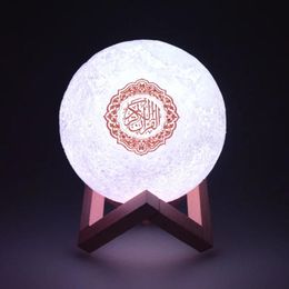 Haut-parleurs Bluetooth coran, télécommande colorée, petit clair de lune, veilleuse LED, lampe lunaire, haut-parleur coran sans fil