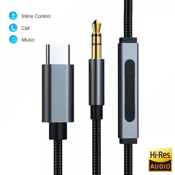 Altavoces Realtek Alc4050 USB Typec a 3.5 mm Cable de audio DAC AUX HIFI para Samsung S20+ Xiaomi Huawei Pixel 4 OnePlus Speaker