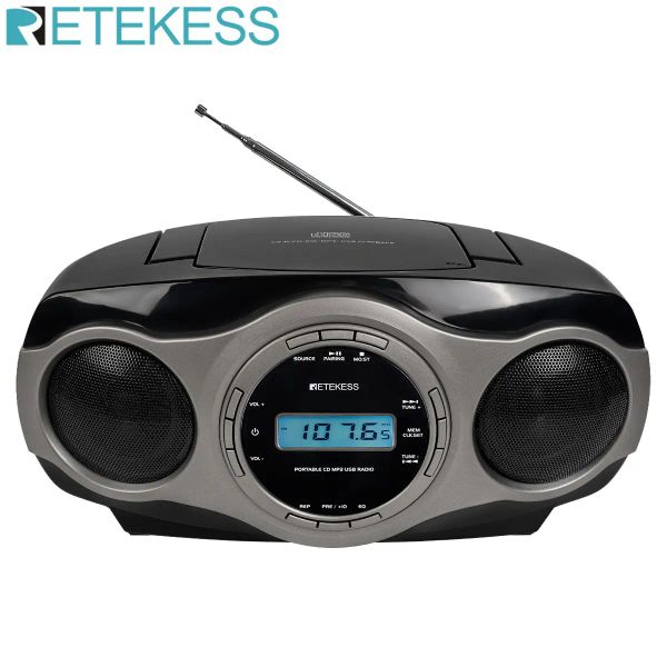 Haut-parleurs Retekess TR631 Portable CD Boombox Radio stéréo FM Bluetooth 3W haut-parleur LCD affichage Support réveil MP3 AAC USB AUX aîné