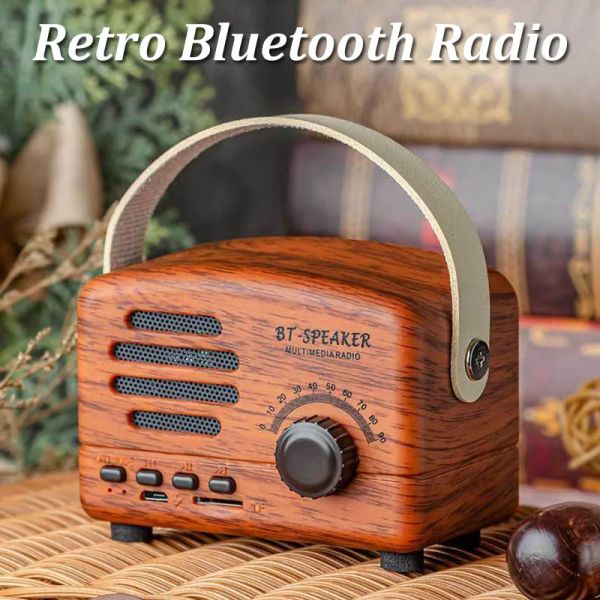 Altavoces Retro Mini Radio FM Receptor FM clásico Altavoz Bluetooth Vintage Subwoofer de graves pesados Reproductor TF Radios recargables para regalo