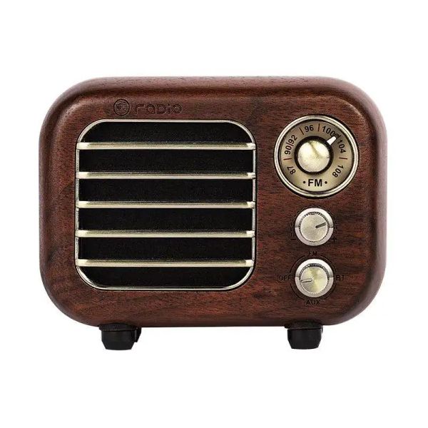 Haut-parleurs Radio rétro Bluetooth petit haut-parleur Radio Vintage récepteur FM Portable à l'ancienne classique noyer en bois TFCardAUX lecteur MP3