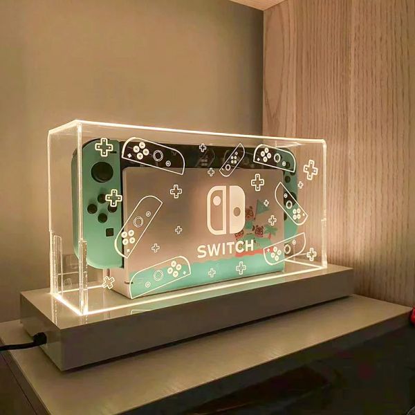 Altavoces rgb cubierta de polvo transparente para nintendo switch protección oleed cubierta protectora manga de pantalla acrílica cuadro accesorios de juegos de shell