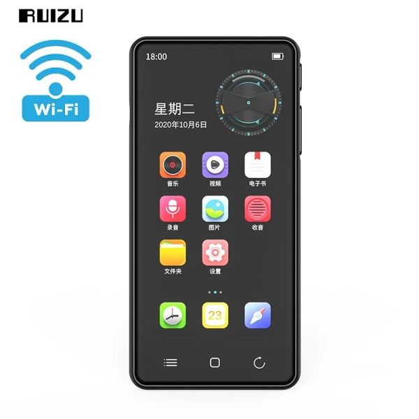Haut-parleurs Ruizu H8 Wifi Android Lecteur MP3 Bluetooth 5.0 Écran tactile 4.0 pouces 16 Go Lecteur MP3 avec haut-parleur FM EBook Enregistreur vidéo