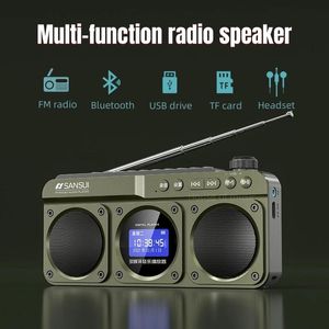 Petite radio de chargement portable avec haut-parleurs multifonctions Bluetooth, horloge LED, affichage des paroles, commutateur entre le chinois et l'anglais