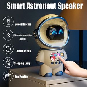 Haut-parleurs Astronaute intelligent Haut-parleur compatible Bluetooth Mini boîte de son Portable Stéréo Ai Audio interactif avec réveil Cadeau créatif