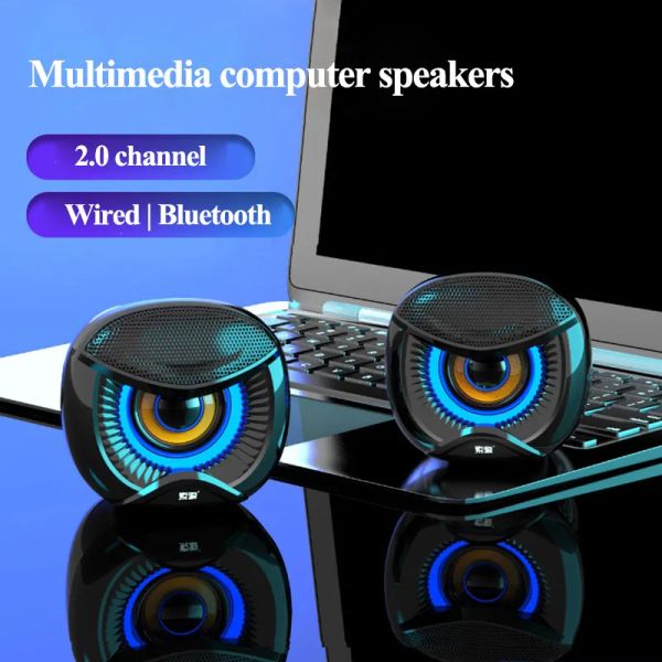 Speakers SOAIY Mini Altavoz para computadora Altavoces con cable USB Caja de sonido envolvente con sonido estéreo 4D para PC, portátil, portátil, altavoces bluetooth