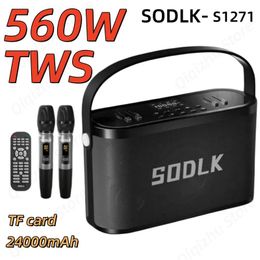 SPREKERS SODLK S1271 Portable 280W High Power draadloze microfoon Bluetooth -luidspreker met heavybass Outdoor Home Singing HiFi Sound Quality USB