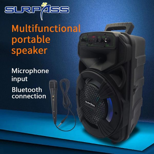 Altavoces Caja de altavoz portátil HiFi Supergraves sonido agudo música DJ al aire libre inalámbrico Bluetooth compatible altavoz FM TF USB con LED