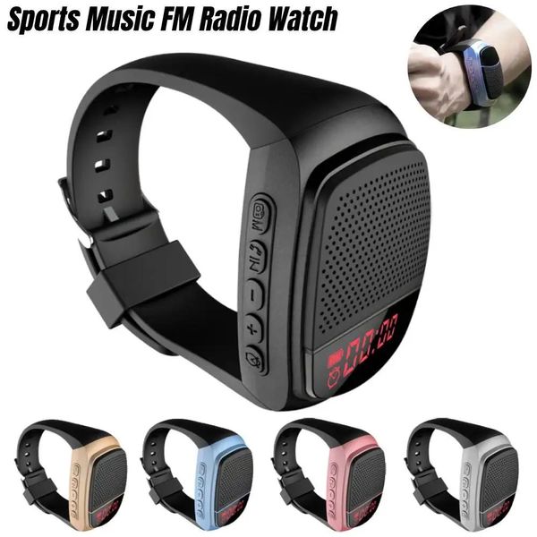 Haut-parleurs Musique de sport Radio FM Montre haut-parleur en cours d'exécution Poignet Main Bluetooth Montre Musique Radio FM Support 8 Go 16 Go Carte mémoire TF