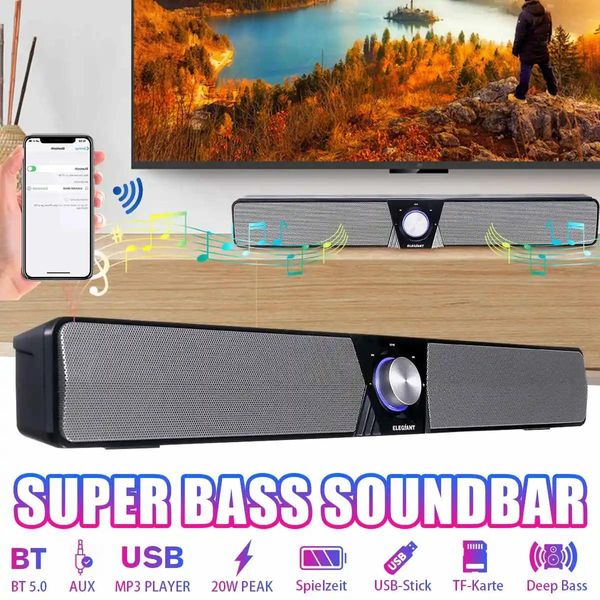 Haut-parleurs SR500 Bluetooth 5.0 USB Wired Wired Soundbar Speaker Music Player pour TV Computer PC PC Tablet Tablet Cell Phone Sound Bar