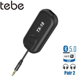 Altavoces Tebe Aptxll/HD Bluetooth 5.0 Adaptador de receptor de audio 2 en 1 Transmisor Aux de 3.5 mm inalámbrico para auriculares de altavoces de TV de automóvil