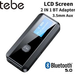 Altavoces tebe Bluetooth 5.0 Transmisor receptor de audio 2 en 1 con pantalla LCD Adaptador inalámbrico estéreo AUX USB3.5MM para TV PC Altavoz para automóvil