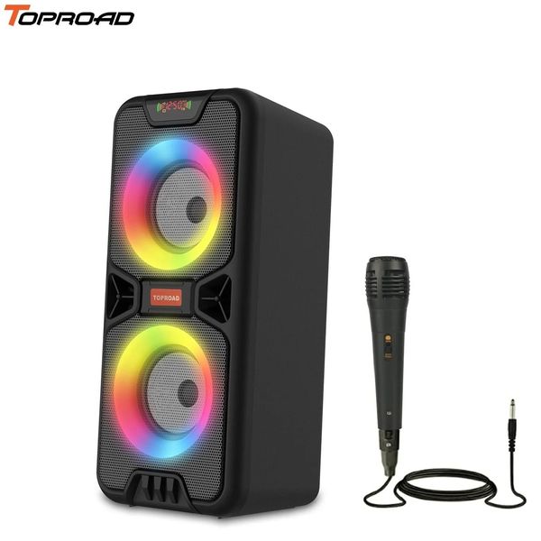 Altavoces TOPROAD 20W Altavoz Bluetooth portátil inalámbrico al aire libre Boombox columna de graves altavoz grande para fiesta en casa soporte radio FM luces LED