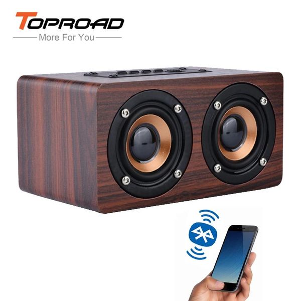 Haut-parleurs TOPROAD haut-parleur Bluetooth sans fil en bois Portable HiFi choc basse Altavoz TF caixa de som barre de son pour iPhone Samsung Xiaomi