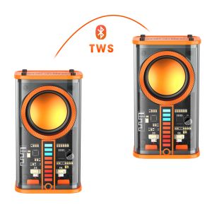 Haut-parleurs TWS haut-parleur sans fil Bluetooth boîte de son armure haut-parleur Transparent avec LED lumière sonore haut-parleurs portables 4D caisson de basses stéréo