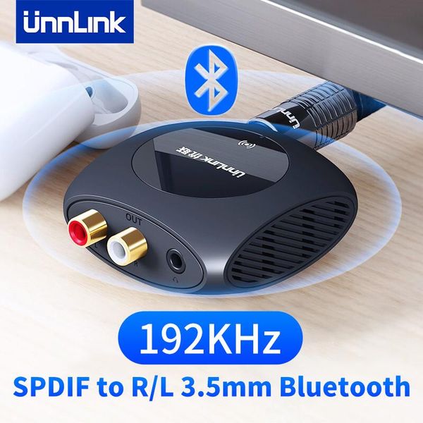 Unnlink 192khz Convertisseur audio Spdif Optique Toslink Coaxial vers 3,5 mm 2rca Bluetooth 5.0 Adaptateur numérique vers analogique TV vers haut-parleur