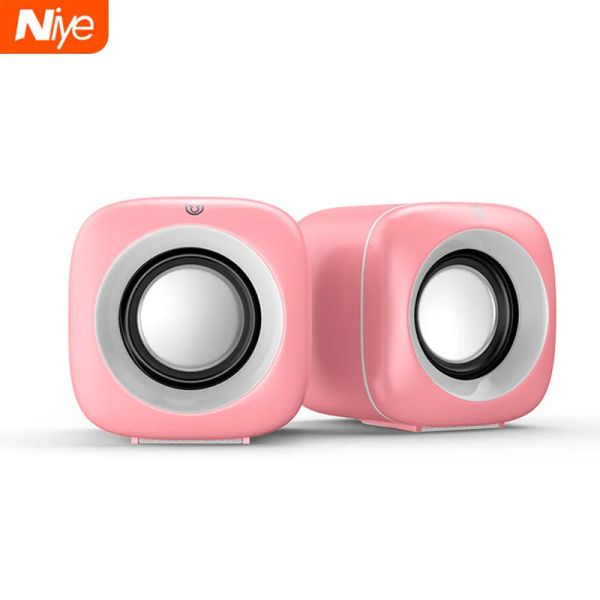 Haut-parleurs USB En haut-parleurs d'ordinateur câblé Pink ordinateur portable haut-parleur Subwoofer Bass de profondeur Sound Box Music Player Loudspeaker Hautparleurs Coulonne