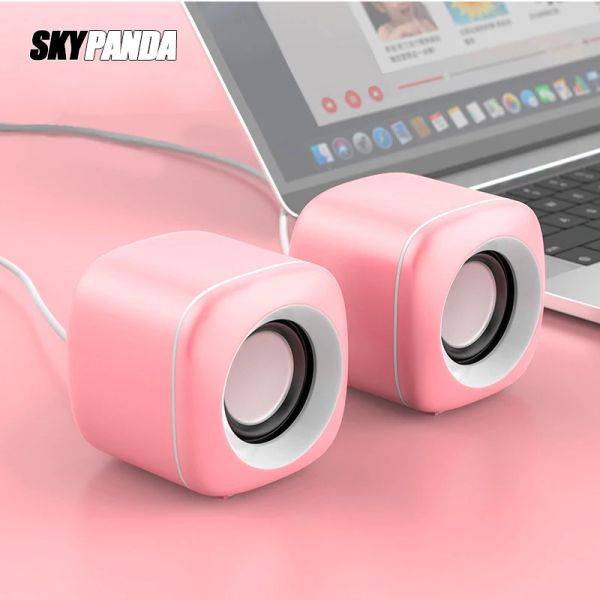 Haut-parleurs USB Endeurs d'ordinateur câblées Pink Green Bass Mini Subwoofer haut-parleur pour haut-parleur de téléphone portable pour ordinateur portable