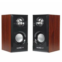 Altavoces Altavoces de madera con cable USB, graves, estéreo, subwoofer, caja de sonido, entrada auxiliar de 3,5 mm, alimentación USB, altavoces de computadora para PC de escritorio, teléfono inteligente