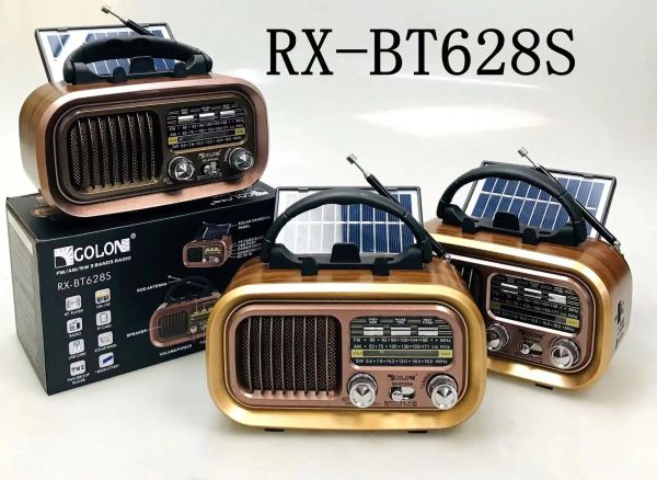 Altavoces Altavoz Bluetooth de madera vintage Radio doméstica FM AM SW Radio portátil Panel solar Radio de onda corta recargable Altavoz subwoofer