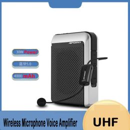 Haut-parleurs Amplificateur vocal 30W UHF Microphone sans fil Bluetooth 5.0 haut-parleur collège enseignant école Guide touristique Portable FM Radio mégaphone
