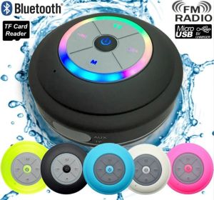 Haut-parleurs Résistant à l'eau Bluetooth LED Haut-parleur de douche FM Radio TF Lecteur de carte Boutons de commande Haut-parleur Puissant Ventouse Extérieure