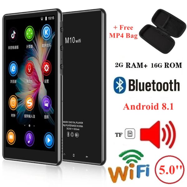 Haut-parleurs Wifi Bluetooth Android 8.1 lecteur MP4 64GB IPS 5.0 pouces écran tactile Hifi musique MP4 vidéo lecteur de musique TF carte haut-parleur 5000mah