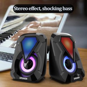 SPREKERS DRAAD COMPUTER LUIDSPEAKER Game luidspreker USB Amplifiter Spreker Box 3D Surround Strereo Kleurrijke LED -lichtmuziek voor alle laptop -pc