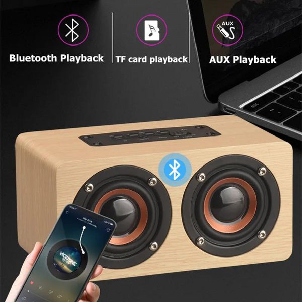 Altavoces inalámbricos Bluetooth barra de sonido altavoz de madera para ordenador portátil HiFi estéreo música envolvente reproductor de música para iPhone Sumsung Xiaomi