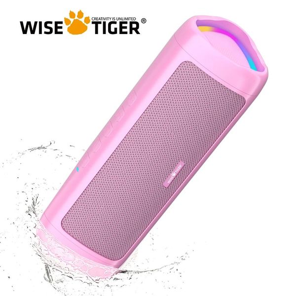 Haut-parleurs Tiger Tiger Pink Bluetooth Outdoor Outdoor Portable Box BT5.3 True Wireles Wireles Stéréo haut-parleur 24hour temps de jeu avec lumière