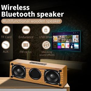 Luidsprekers Houten draadloze actieve luidspreker Home Audio Muziek Geluidsversterker Speler Reizen Draagbare kleine audio TV Computer Bluetooth-luidspreker