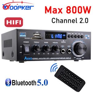 Luidsprekers Woopker Ak45 Hifi Digitale Versterker Max Power 90wx2 Kanaals 2.0 Bluetooth Surround Sound Amp Luidspreker voor Thuis Auto