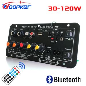 Luidsprekers Woopker Bluetooth Audio Versterker Board 120W Subwoofer Dubbele Microfoon AMP Module voor 4 ohm 812 inch Luidspreker 12/24V 110/220V