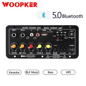Woopker Carte d'amplificateur audio Bluetooth 120 W Caisson de basses Module d'amplificateurs à double microphone pour haut-parleur de 812 pouces 12/24 V 110/220 V