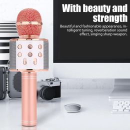 Haut-parleurs WS858 Microphone pour enfants chantant sans fil Bluetooth Microphone à main Portable micro haut-parleur maison KTV lecteur nouveaux cadeaux