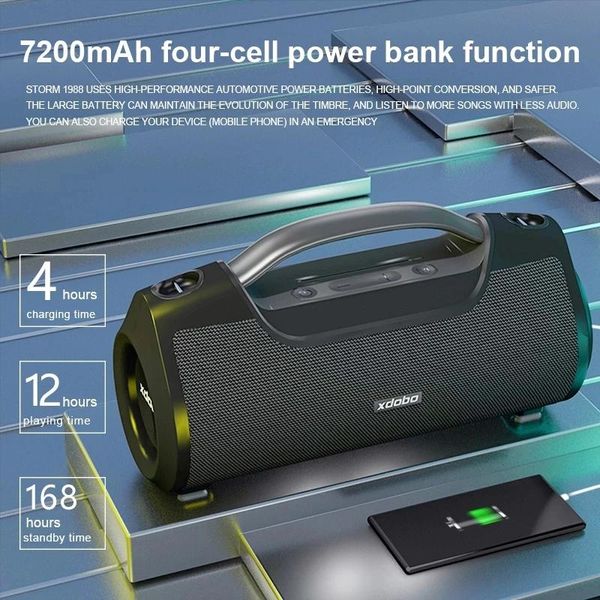 Conférenciers XDOBO Storm 1988 Outdoor Portable Wireless Bluetooth haut-parleur Deep Bass Boombox 7200mAh Music Center Caixa DeSom Chargez le téléphone