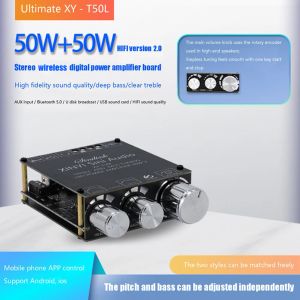 Luidsprekers XYT50L 2x50 W HIFI 2.0 Luidspreker Digitale Audio Eindversterker Board 3.5mm AUX Audio Stereo Bluetooth 5.0 Amp
