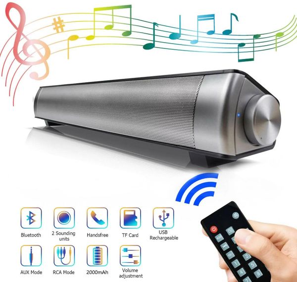 Altavoces YOUXIU Barra de sonido inalámbrica portátil Altavoz Bluetooth Sistema de TV de cine en casa con control remoto Mini barra de sonido envolvente 3D con cable