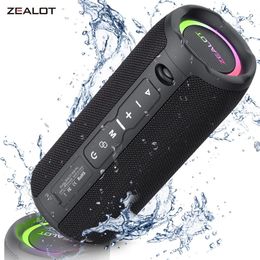 Haut-parleurs ZEALOT S49PRO haut-parleur Bluetooth Portable 20W IPX6 étanche, carte Micro SD, prise AUXin, 10H de lecture, lumière RGB stéréo sans fil