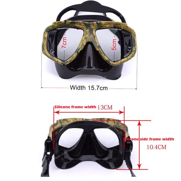 Máscara de buceo para miopía, antivaho de camuflaje para equipo de pesca submarina, máscaras de natación, gafas, lentes para miopía, buceo y esnórquel para miopía