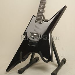 Speciale BC -vorm Elektrische gitaar Zwart Glanse Paint Body Diamond inleg