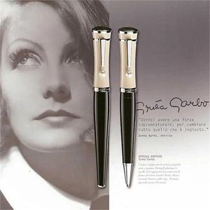 Édition spéciale Greta Garbo stylo à bille en résine noire stylo à bille stylos à plume écriture fournitures scolaires de bureau avec capuchon en perle