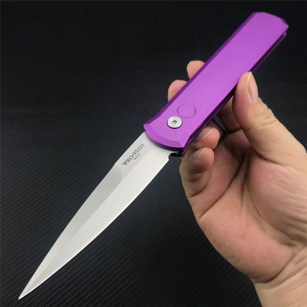 Couleur spéciale ! Le Purple Protech 920/3407 Parrain Couteau Pliant Flipper Tactique Couteaux Automatiques Survie En Plein Air UT85 Couteaux de Poche PT1718 2203 MP5 CQC7