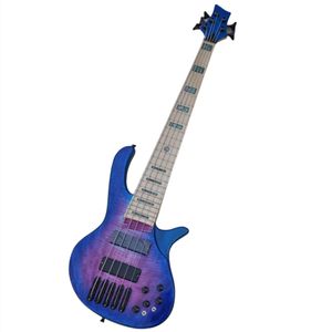 Speciale aangepaste 5 String Active Electric Bass Guitar met Flame Maple Fineer, 2 pickups, kunnen worden aangepast