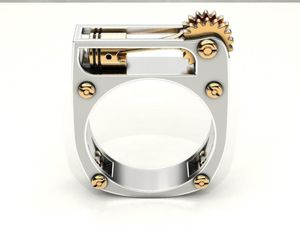 Speciaal ontwerp Geomechanica Dames Heren 925 sterling zilver in 18k vergulde tweekleurige ring Geboortesteen trouwring verlovingsring1391129