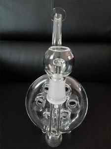 Narguilé en verre transparent poreux plate-forme de forage de pétrole bong, pipe à fumer, sortie d'usine commune de 14 mm