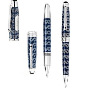 Speciale editie over de hele wereld in 80 dagen 145 Rollerballpen Donkerblauwe blauwe metalen Ballpoint Penkantoor Writing Fountain Pennen met serienummer