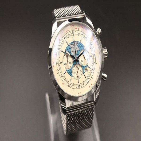 Edición especial de cuarzo reloj calendario calendario de dial blanco estuche de platino esqueleto strep de acero inoxidable moda digital m235m