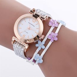 Speciale geschenken vrouwen kijken modewikkeling rond hangslot diamant sneeuwvlok armband dame dames pols horloge quart253t