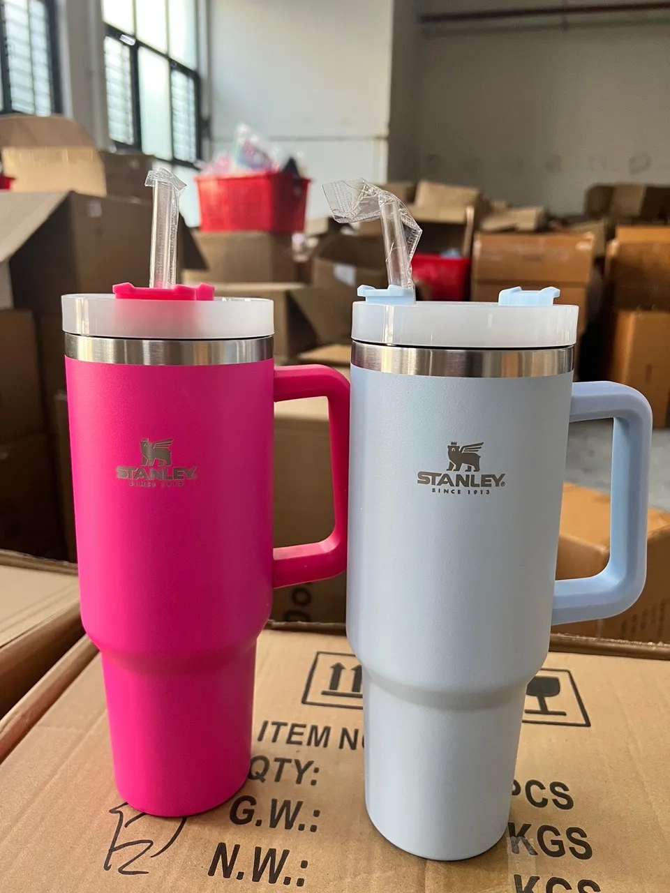 40 Oz Stanley With Silver Logo Tumblers Sublimation Quencher H2 0 Flowstate Large Capacity Travel cup Stainless Steel Car vacuum